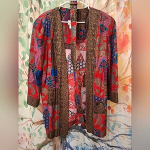 90's LADY CAROL OF NEW YORK Funky Color Block Jacket W/belt Sz 8